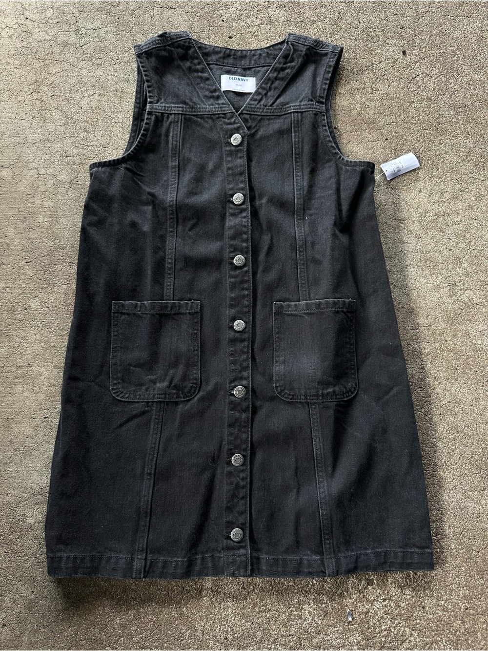 Old Navy Black Denim Sleeveless Button Down Denim Mini Dress